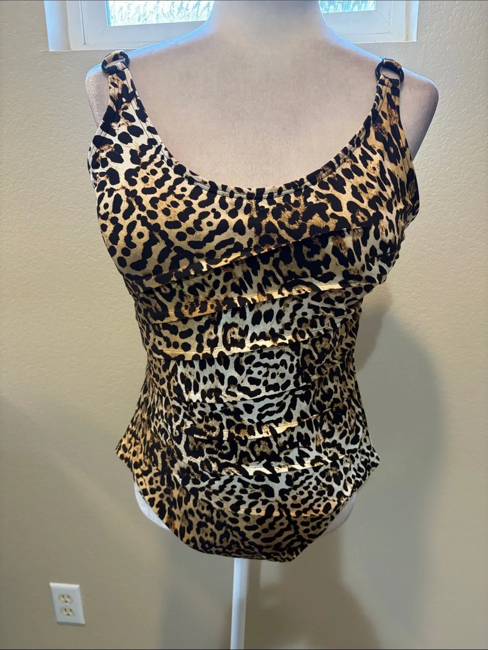 Dkny Leopard Print One-Piece Swimsuit — Brown and Black-Size XXL - Picture 1 of 13
